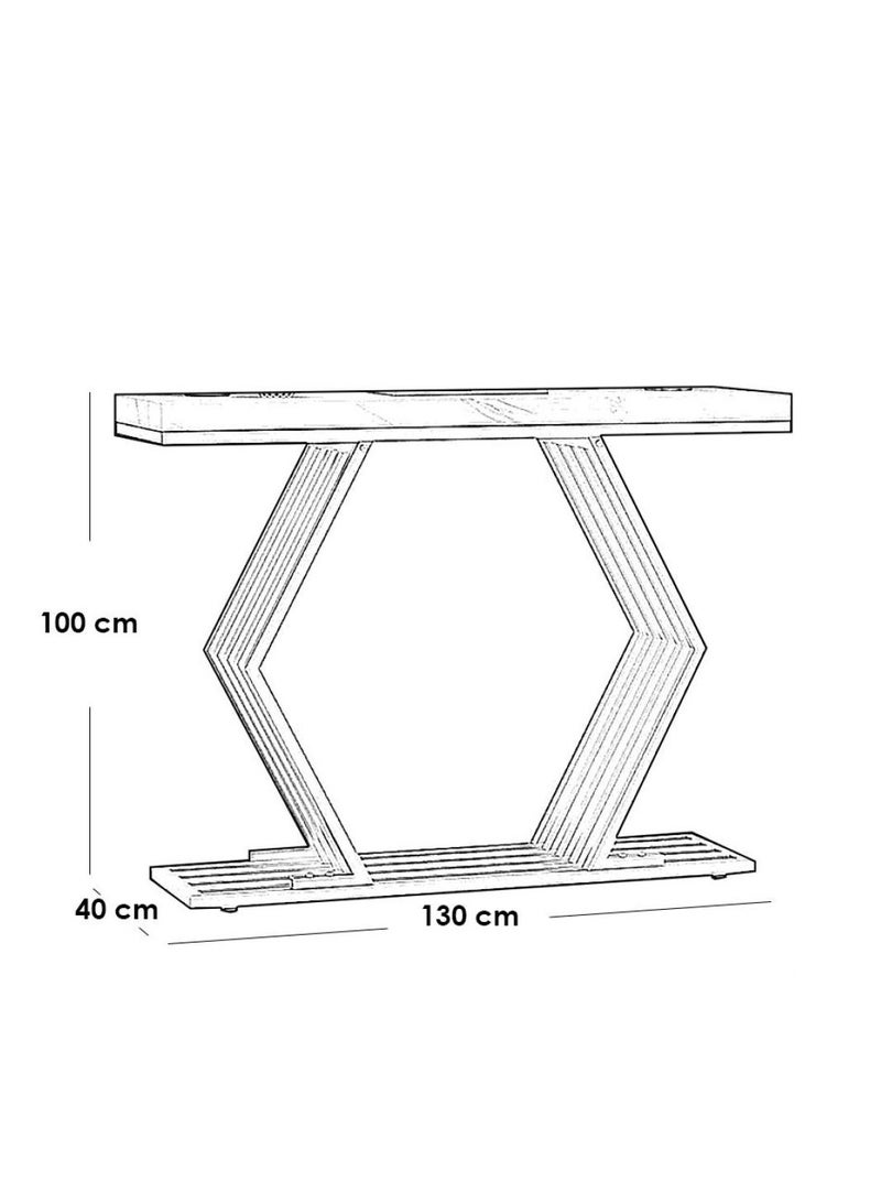 Generic Iron entrance table and gray and black marble alternative - 130 x 40 x 100 cm  - Image 2
