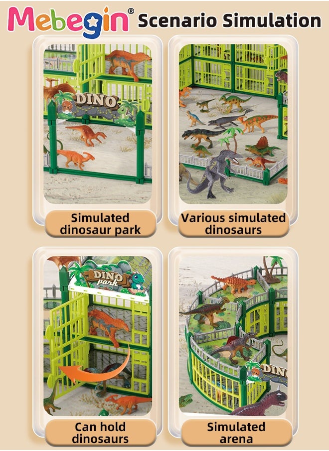 MEBEGIN 215PCS Dinosaur Building Set, Dinosaur Toys Kit with 18 Dinosaur Figures, Creative Dino Park Playset, Dinosaur-themed Dollhouse, DIY Dino Themed Craft Kit, Fun Interactive Toys, Ideal Gift for Kids, 52*40*23cm  - Image 5
