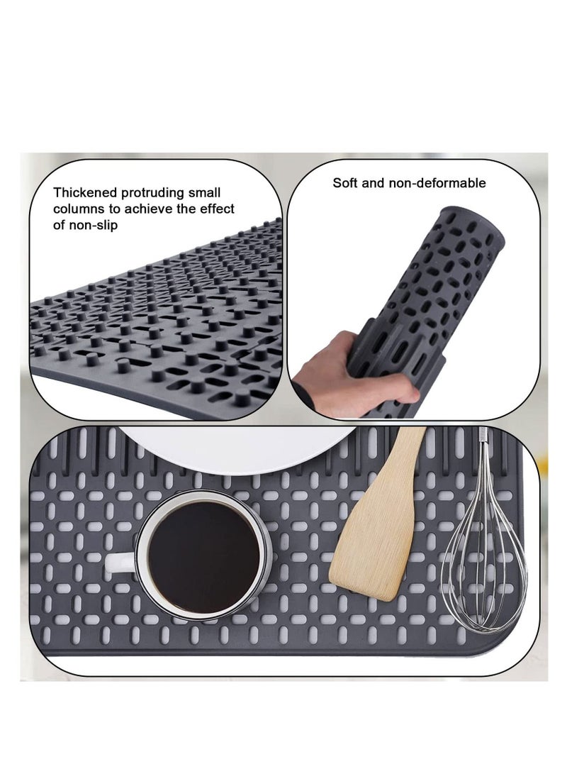 SYOSI Silicone Dish Drying Mat Multifunctional Draining Board Mats with Drain Holes High Purity Silicone Drying Mat Flexible Rubber Dish Draining Mat for Kitchen Counter 43x32cm Grey - Image 3