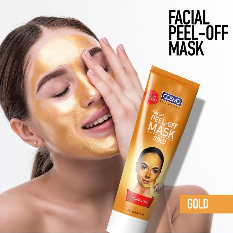 COSMO Gold Peel-Off Mask – Brightening & Rejuvenating Facial Mask with Gold Dust & Natural Extracts, Deep Cleansing Formula for Radiant, Smooth Skin – Removes Blackheads & Impurities, 100ml - Image 2