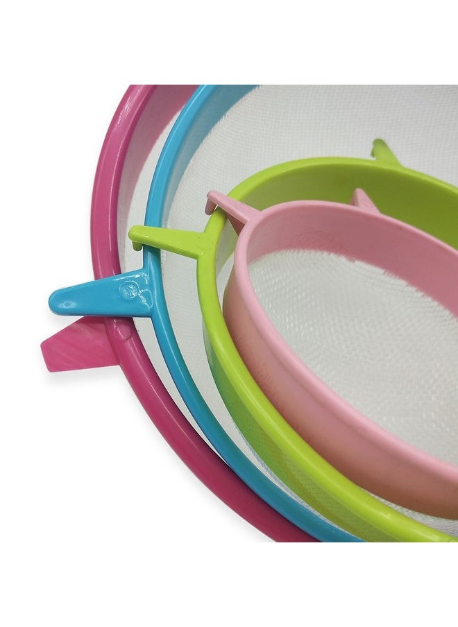 LVOERTUIG 4Pcs Plastic Mesh Strainer Colander Set, Food Soy Milk Flour Sieve Long Handle Sieve Strainer Icing Sugar Sifters Fine Strainer Tea Filter  - Image 5