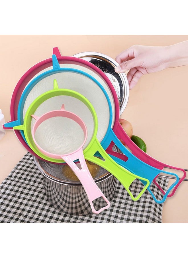 LVOERTUIG 4Pcs Plastic Mesh Strainer Colander Set, Food Soy Milk Flour Sieve Long Handle Sieve Strainer Icing Sugar Sifters Fine Strainer Tea Filter  - Image 4