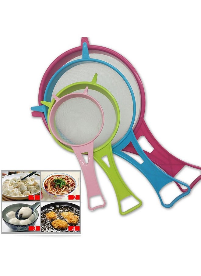 LVOERTUIG 4Pcs Plastic Mesh Strainer Colander Set, Food Soy Milk Flour Sieve Long Handle Sieve Strainer Icing Sugar Sifters Fine Strainer Tea Filter  - Image 3