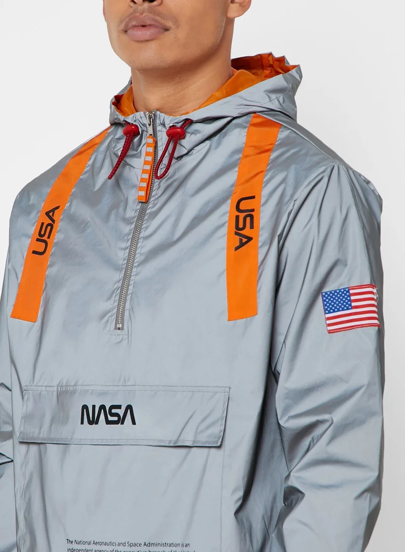 FOREVER 21 NASA Graphic Reflective Hoodie