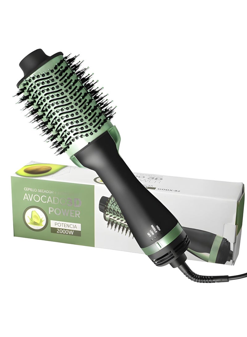 One Step Avocado 3D Hair Dryer Brush , Hot Air Brush with ION Generator and Ceramic Coating for Fast Drying Straightening , Curling , Electric Blow Dryer , One Step Hair Dryer and Volumizer - Image 1