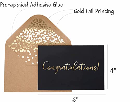 Partay Shenanigans 50 Pack Congratulations Card – Elegant Greeting Cards With ‘’Congratulations’’ Embossed In Gold Foil Letters – For Engagement, Graduation, Wedding - 52 Kraft Envelopes Included - 4" x 6" - White - Image 2