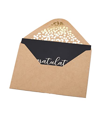 Partay Shenanigans 50 Pack Congratulations Card – Elegant Greeting Cards With ‘’Congratulations’’ Embossed In Gold Foil Letters – For Engagement, Graduation, Wedding - 52 Kraft Envelopes Included - 4" x 6" - White - Image 5