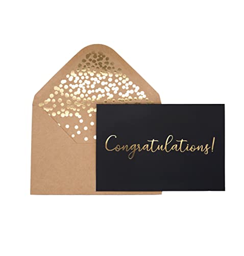 Partay Shenanigans 50 Pack Congratulations Card – Elegant Greeting Cards With ‘’Congratulations’’ Embossed In Gold Foil Letters – For Engagement, Graduation, Wedding - 52 Kraft Envelopes Included - 4" x 6" - White - Image 1