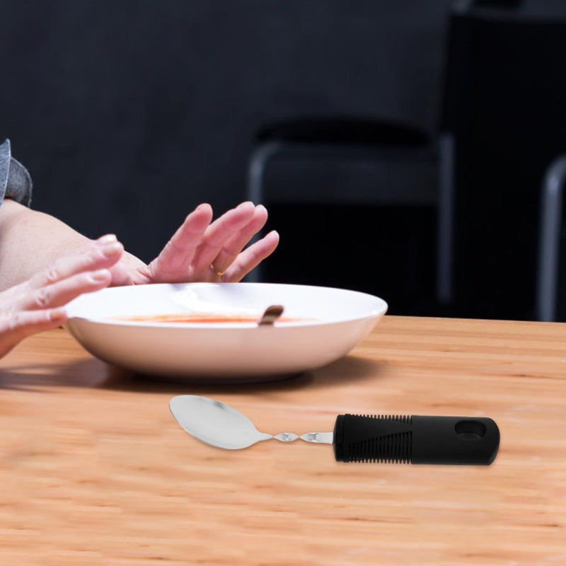 Weighted Adaptive Spoon Bendable Design Ergonomic Handle Eating Aid for Elderly Disabled Adults - Image 4