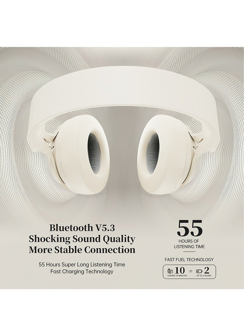 فينجر تايم سماعة رأس لاسلكية P1 ذات باس قوي بتقنية البلوتوث للرياضة، للاستخدام مع الهاتف/ألعاب الكمبيوتر، سماعات الأذن بتقنية البلوتوث (أبيض) - Image 5