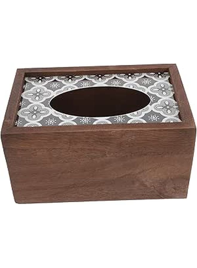 Rustic Wooden Tissue Box Cover Decorative Napkin Holder For Living Room Office - Image 1