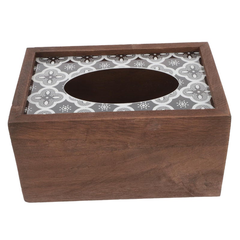 Rustic Wooden Tissue Box Cover Decorative Napkin Holder For Living Room Office - Image 2