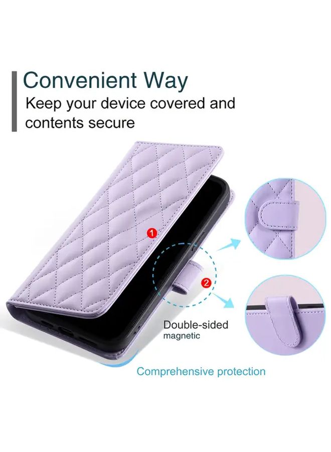 Purple Faux Leather Case Compatible with Samsung Galaxy S23 Wallet Stand Strap - Image 5