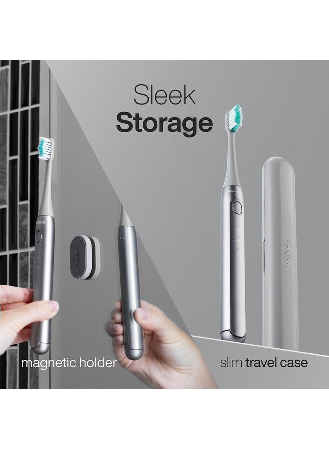 Aquasonic Icon ADA-Accepted Rechargeable Toothbrush | Magnetic Holder & Slim Travel Case | 2 Brushing Modes & Smart Timers | Gentle Micro-Vibrations (Stone) - Image 4