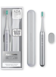 Aquasonic Aquasonic Icon ADA-Accepted Rechargeable Toothbrush | Magnetic Holder & Slim Travel Case | 2 Brushing Modes & Smart Timers | Gentle Micro-Vibrations (Stone)  - Image 1