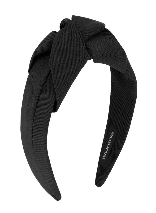 Ondder Top Knot Headband for Women Black Non Slip Fashion Wide Knotted Headbands Hair Accessories for Women Girls - Image 1
