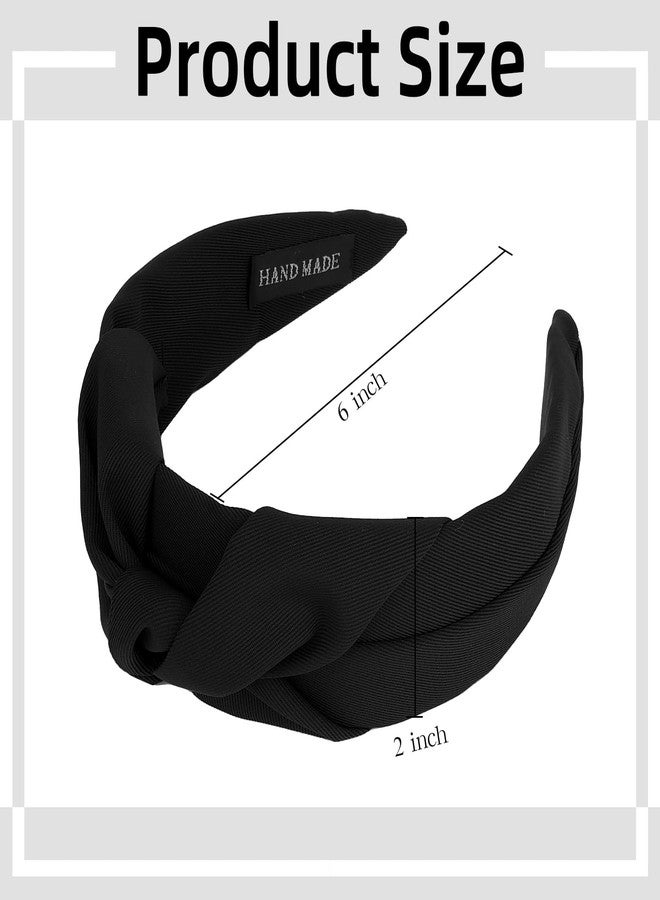 Ondder Top Knot Headband for Women Black Non Slip Fashion Wide Knotted Headbands Hair Accessories for Women Girls - Image 2