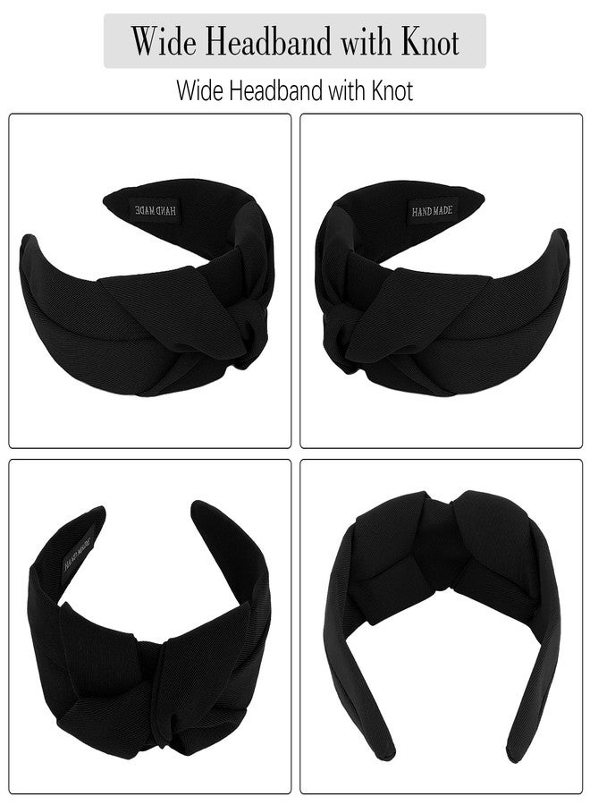 Ondder Top Knot Headband for Women Black Non Slip Fashion Wide Knotted Headbands Hair Accessories for Women Girls - Image 3