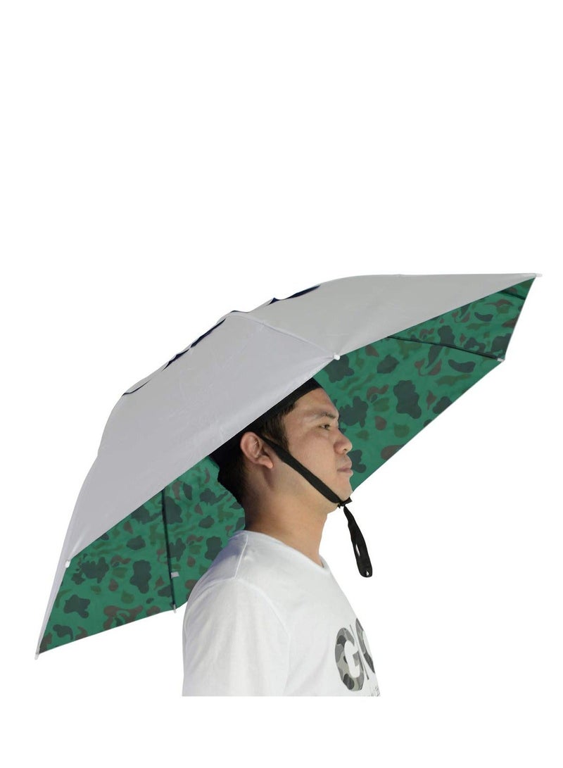 NIBEMINENT Umbrella Hat Fishing Folding Adjustable Sun Rain Cap, Free Cap for Adults Children, Anti-UV Waterproof Headwear Gardening Golf Sunshade Outdoor - Image 1