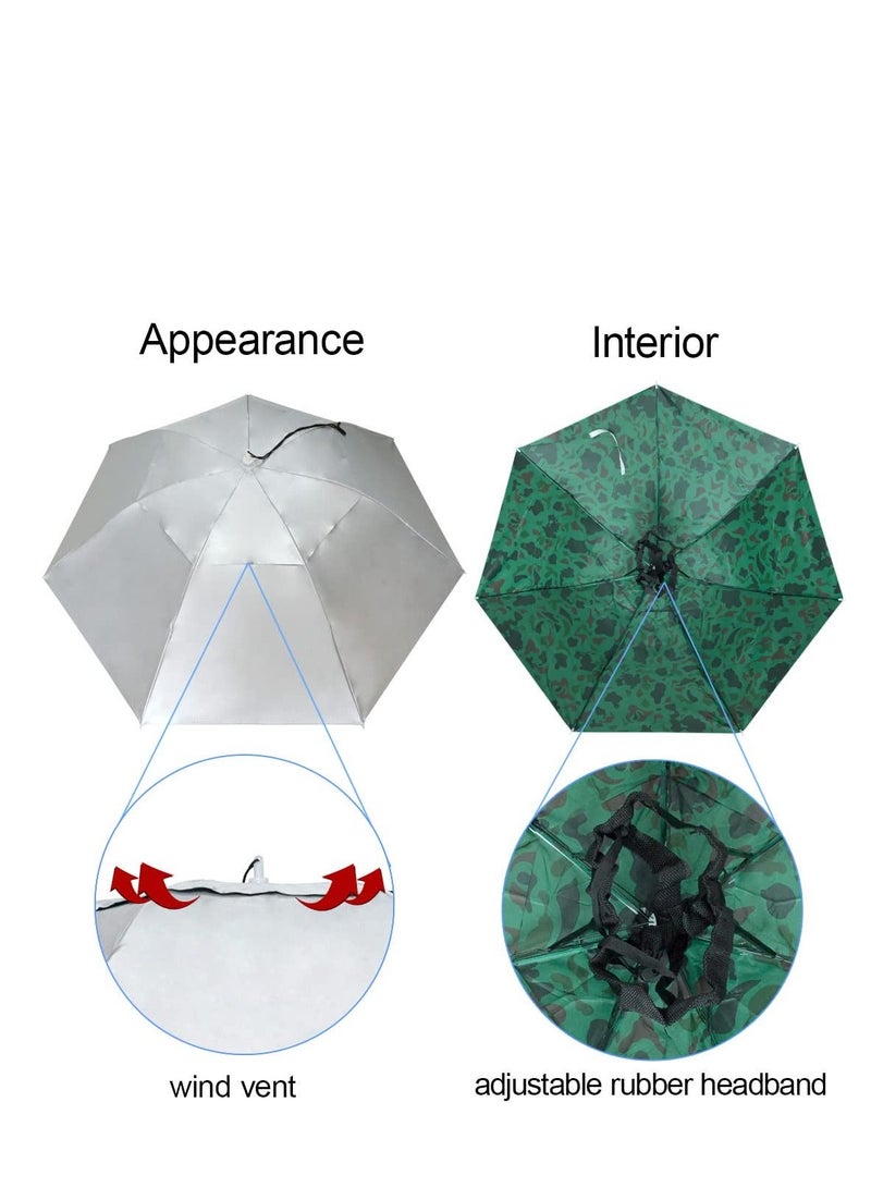 NIBEMINENT Umbrella Hat Fishing Folding Adjustable Sun Rain Cap, Free Cap for Adults Children, Anti-UV Waterproof Headwear Gardening Golf Sunshade Outdoor - Image 2