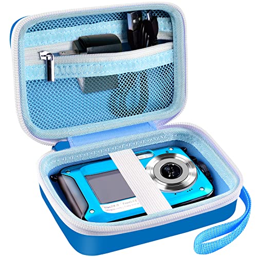 GWCASE Digital Camera Case Compatible with CAMKORY/for YISENCE/for VAHOIALD/for Kodak Pixpro/for Canon PowerShot ELPH 180 190/ for Sony DSCW800 DSCW830 Kids Camera with SD Card and Cable -Blue - Image 1