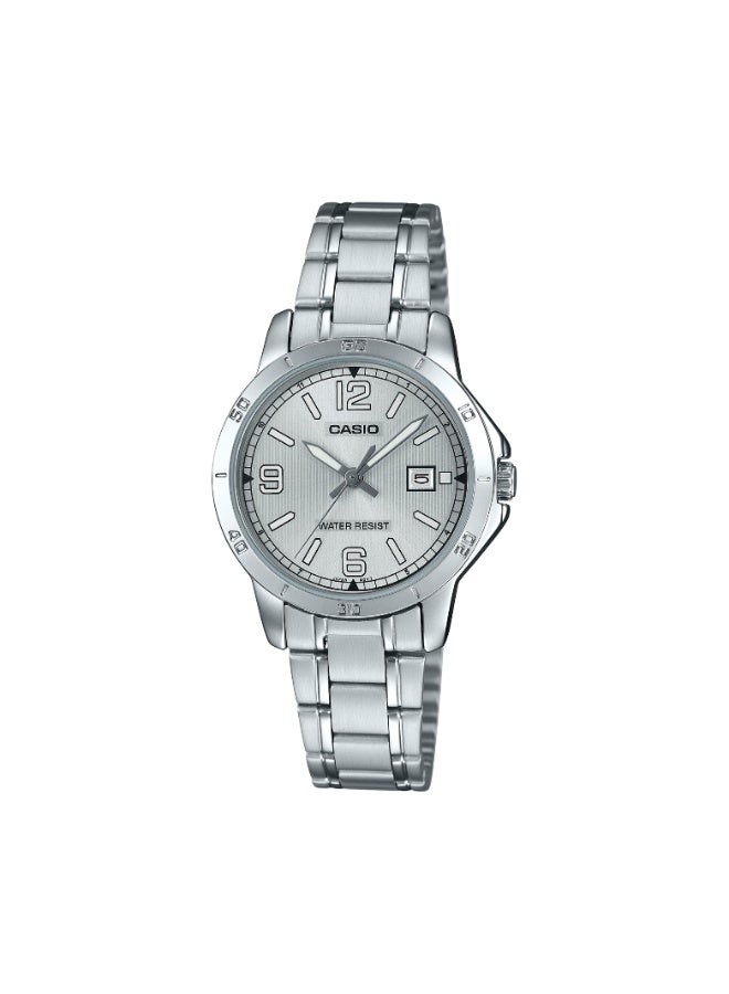 Casio LTP-V004D-7B2UDF Women’s Stainless Steel Analog Watch – White Dial with Silver Bracelet - Image 1