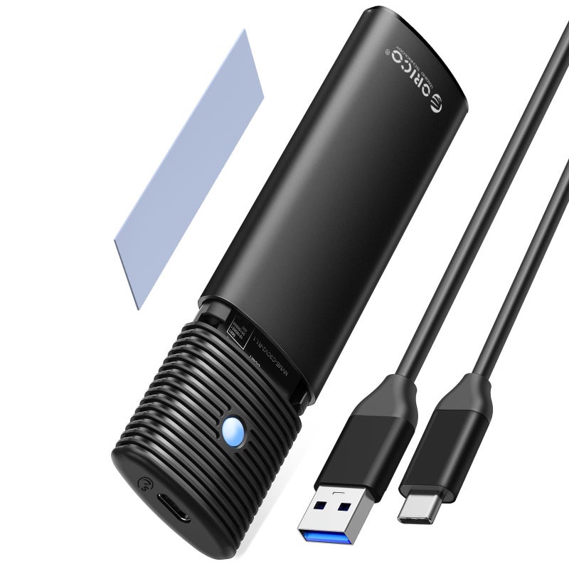 ORICO Aluminum M.2 SATA SSD Enclosure, Tool-Free 5Gbps USB C Adapter, USB 3.2 M.2 SATA Reader, External SSD Case for 4TB 2230/2242 /2260/2280 SATA-Based B-Key/B+M-Key SSDs(Not for NVMe)-PWM2-BK
