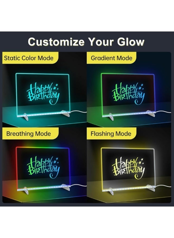 لوحة ملاحظات LED بـ 7 ألوان، لوحة رسم LED للأطفال مقاس 12 × 8 بوصة، لوحات مسح جافة مضيئة مع 7 أقلام تحديد، قطعة قماش ناعمة، هدية عيد الميلاد الرائجة - Image 4