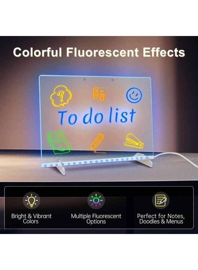 لوحة ملاحظات LED بـ 7 ألوان، لوحة رسم LED للأطفال مقاس 12 × 8 بوصة، لوحات مسح جافة مضيئة مع 7 أقلام تحديد، قطعة قماش ناعمة، هدية عيد الميلاد الرائجة - Image 5