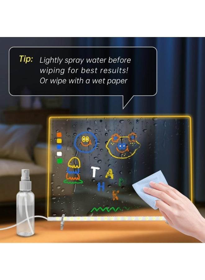 لوحة ملاحظات LED بـ 7 ألوان، لوحة رسم LED للأطفال مقاس 12 × 8 بوصة، لوحات مسح جافة مضيئة مع 7 أقلام تحديد، قطعة قماش ناعمة، هدية عيد الميلاد الرائجة - Image 3