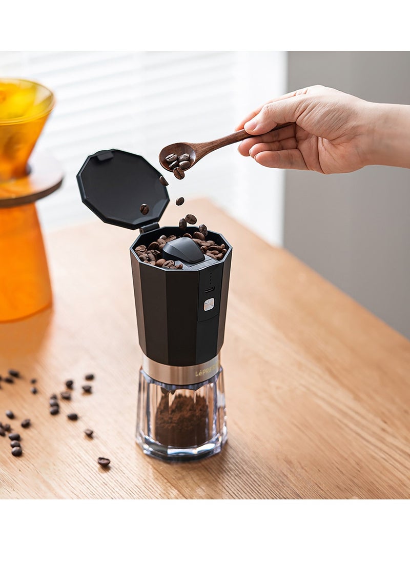 LePRESSO Conical Burr Grinder Cordless Electric /18W /800mAh / High-Precision Grinding / 35g Bean Capacity / 40 Cups Single Charge - Black  - Image 5