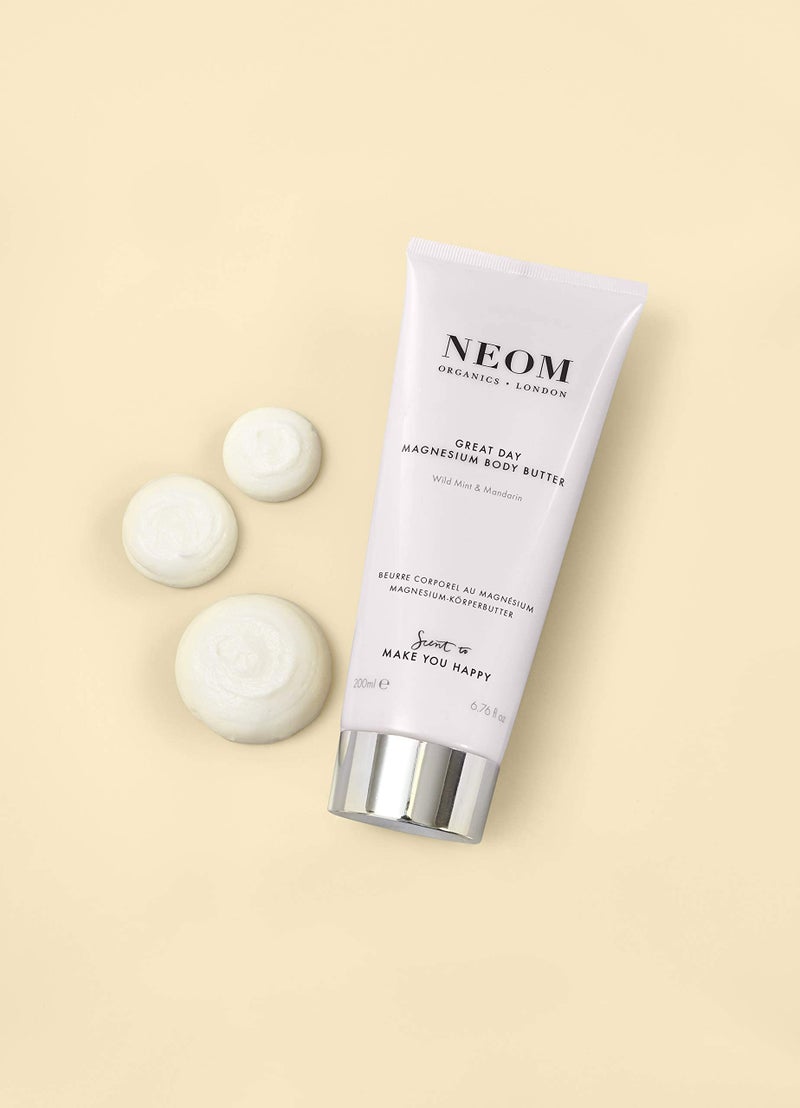 Neom- Great Day Magnesium Body Butter, 200ml | Mandarin & Wild Mint | Cream Moisturiser With Essential Oils | Nourish & Soften | Fresh & Zesty - Image 3