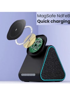 Desert 15W MagSafe Quick Wireless Charger with Built-in Bluetooth Speaker, Desert DS-239 - Black  - Image 3