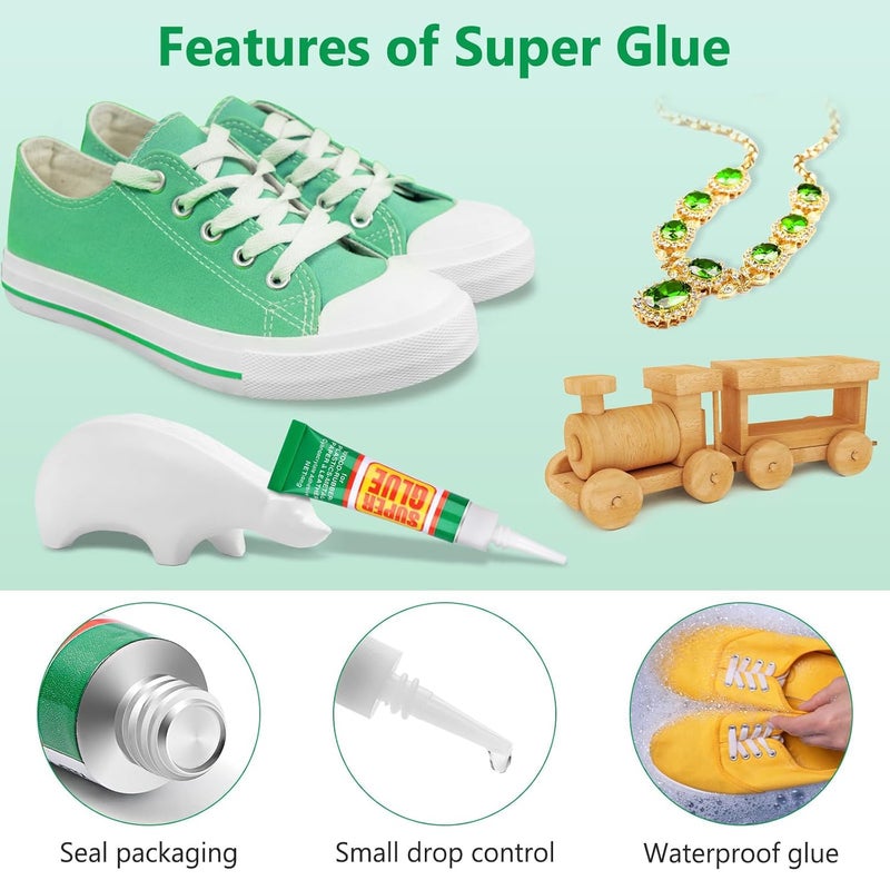 12 X 2G Super Glue Strong Adhesive, Fast Drying Superglue Liquid Cyanoacrylate Glue Flexible Precise For Plastic, Crafts, Ceramic, Wood, Metal, Bead Jewelry Making Leather Repairs (Single Use Tube) - Image 4