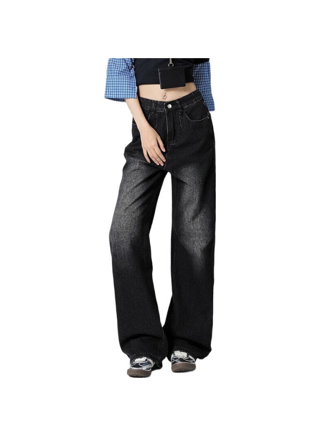 EPTISON Tiancheng Women'S Wide Leg Jeans For Autumn And Winter, Retro Washed High Waist Loose Fit Straight Leg Pants For Women - Image 3