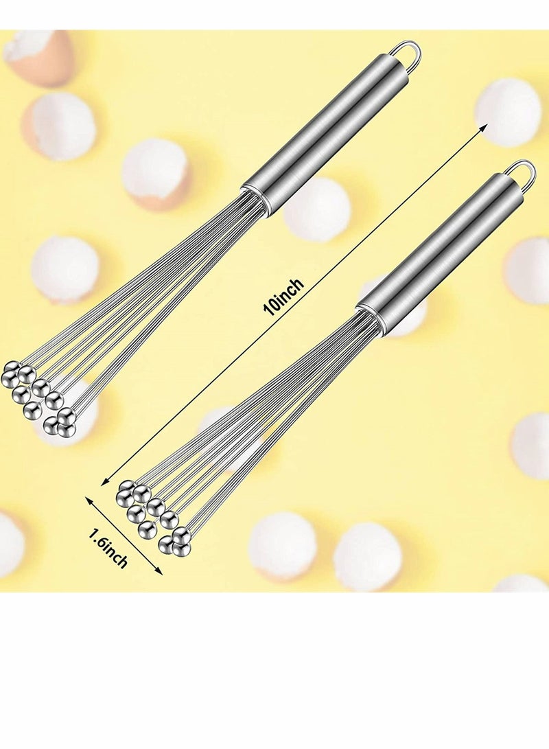 2 Pcs Stainless Steel Ball Whisk Set - 10 Inch Kitchen Whisks for Cooking, Blending, Beating, Stirring Sauces, Eggs, Cream  - Image 4