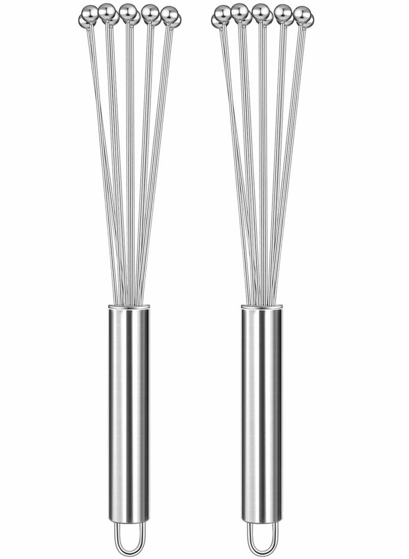 2 Pcs Stainless Steel Ball Whisk Set - 10 Inch Kitchen Whisks for Cooking, Blending, Beating, Stirring Sauces, Eggs, Cream  - Image 1