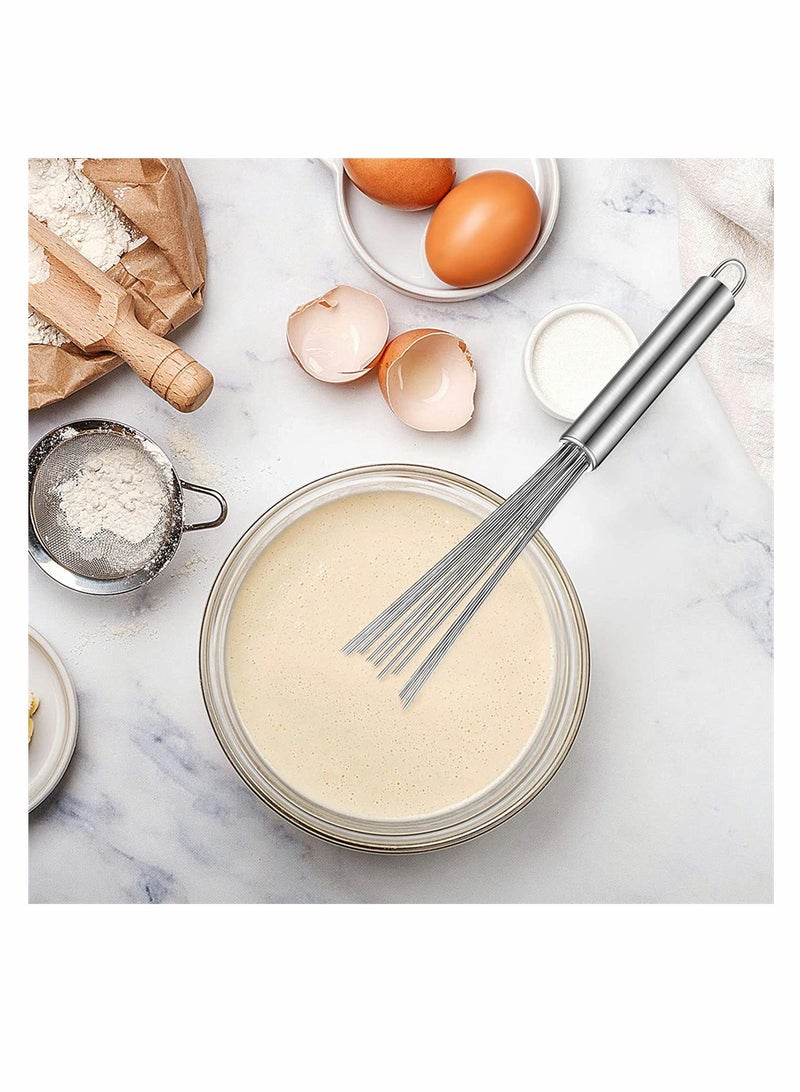 2 Pcs Stainless Steel Ball Whisk Set - 10 Inch Kitchen Whisks for Cooking, Blending, Beating, Stirring Sauces, Eggs, Cream  - Image 2
