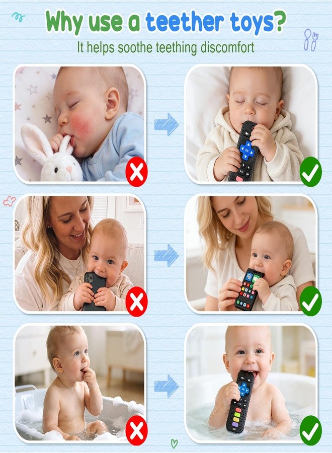TOHIBEE 2 Pack Baby Teething Toys 3-6 6-12 Months, Silicone Phone & Remote Teether - Image 5