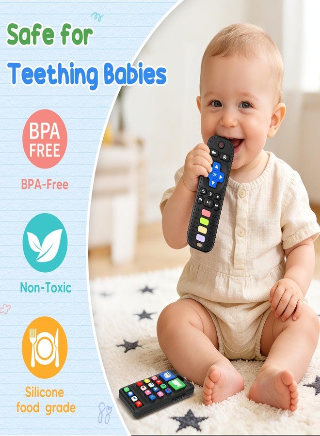 TOHIBEE 2 Pack Baby Teething Toys 3-6 6-12 Months, Silicone Phone & Remote Teether - Image 2