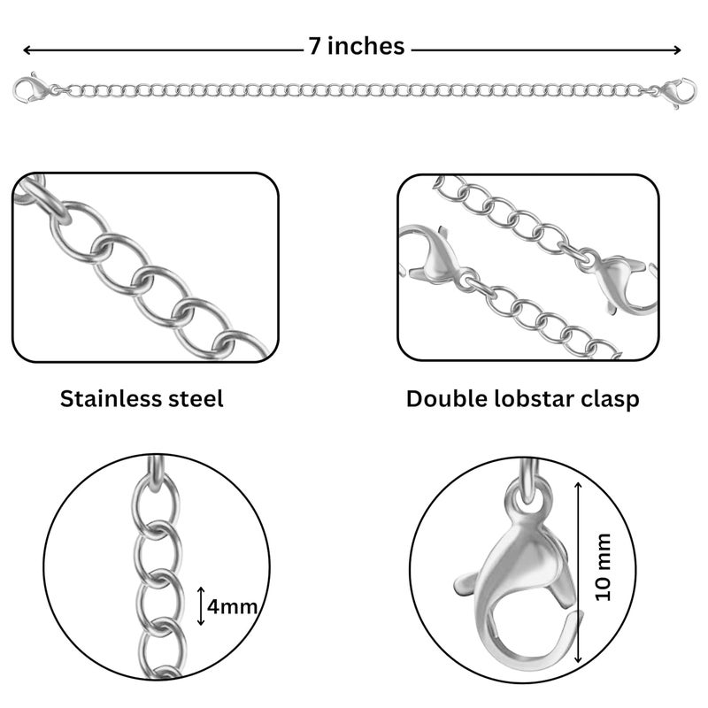Tdas Necklace Extenders, Chain Extenders for Necklaces,15 Pcs Stainless Steel Gold Silver Necklace Bracelet Anklet Extension Chains with Lobster Clasps and Closures for Jewellery Making - 6.5 inches (Silver) - Image 2