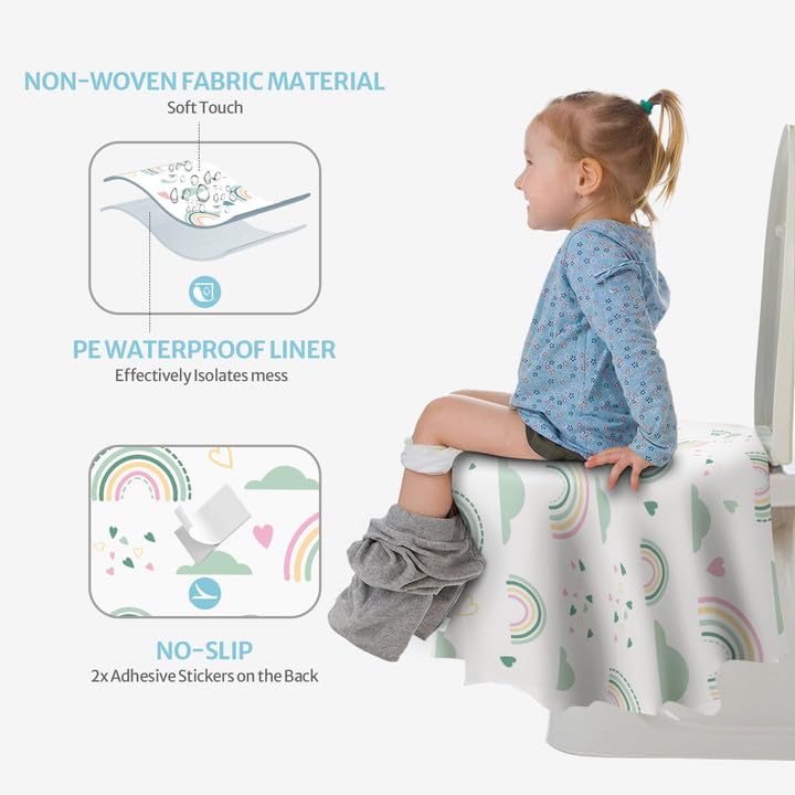 Blissful Diary 20 Pcs Toilet Seat Covers Disposable for Toddlers & Adults, Extra Large Waterproof, Portable Package for Travel, Kids Potty Training - Image 2
