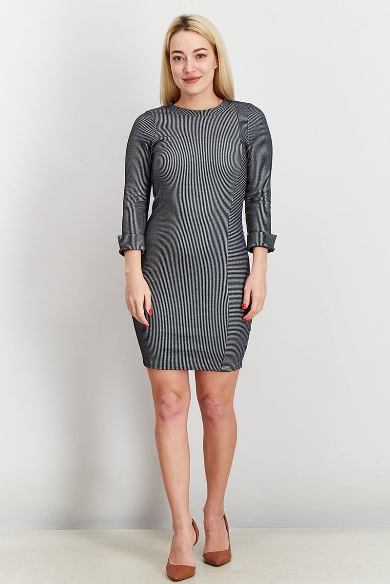 French Connection Women Long Sleeve Stripe Bodycon, Black and White - Image 3