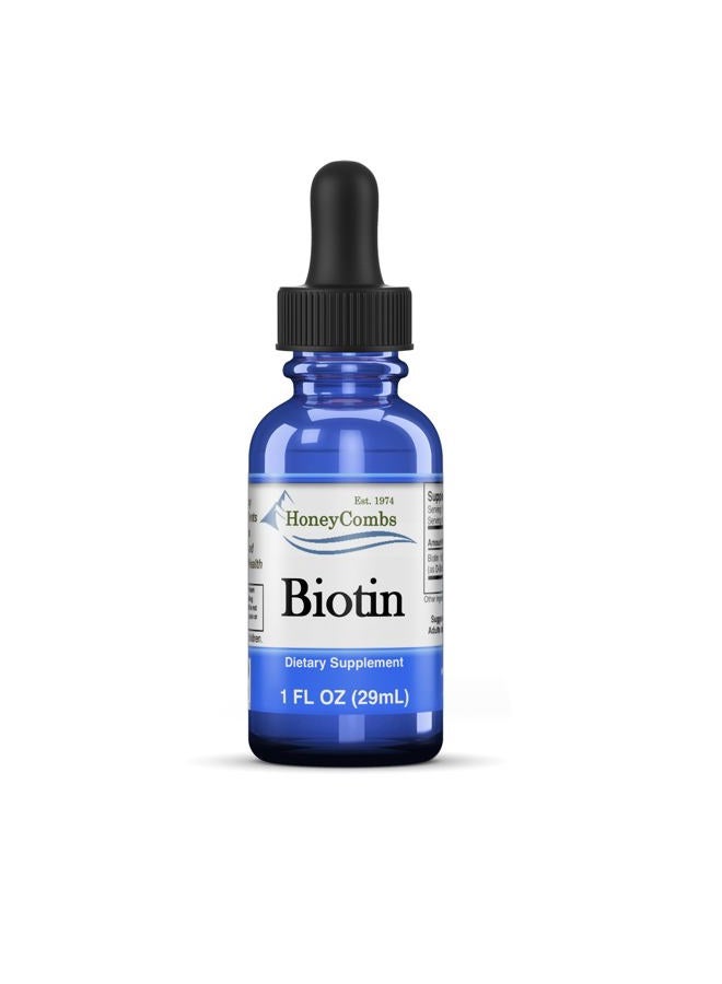 HoneyCombs Vitamin B7 (Biotin) Drops – Liquid Biotin Hair, Skin, Nails Supplement – Digestion & Hair Vitamins - Alcohol-Free, Non-GMO Vitamin Liquid for Healthy Hair, Skin and Nails, 1 Fl Oz. - Image 1