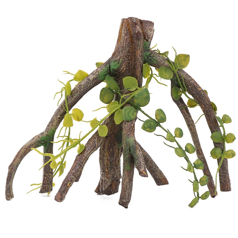 AQUA KT Reptile Corner Climbing Branch with Plant Snake Climb Tree for Bearded Dragon Lizard Hermit Crab Crested Gecko Leopard Chameleon Frog Terrarium Habitat - Image 1