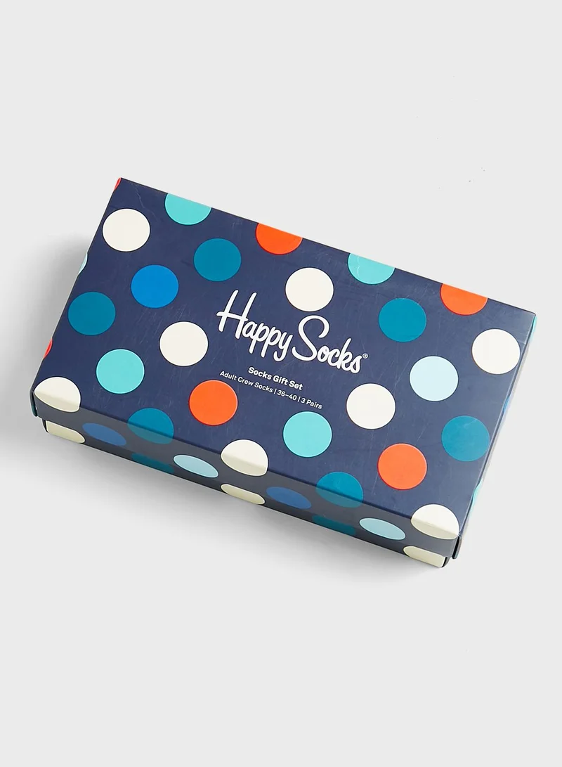 Happy Socks 3 Pack Classic Multi Color Socks Gift Set