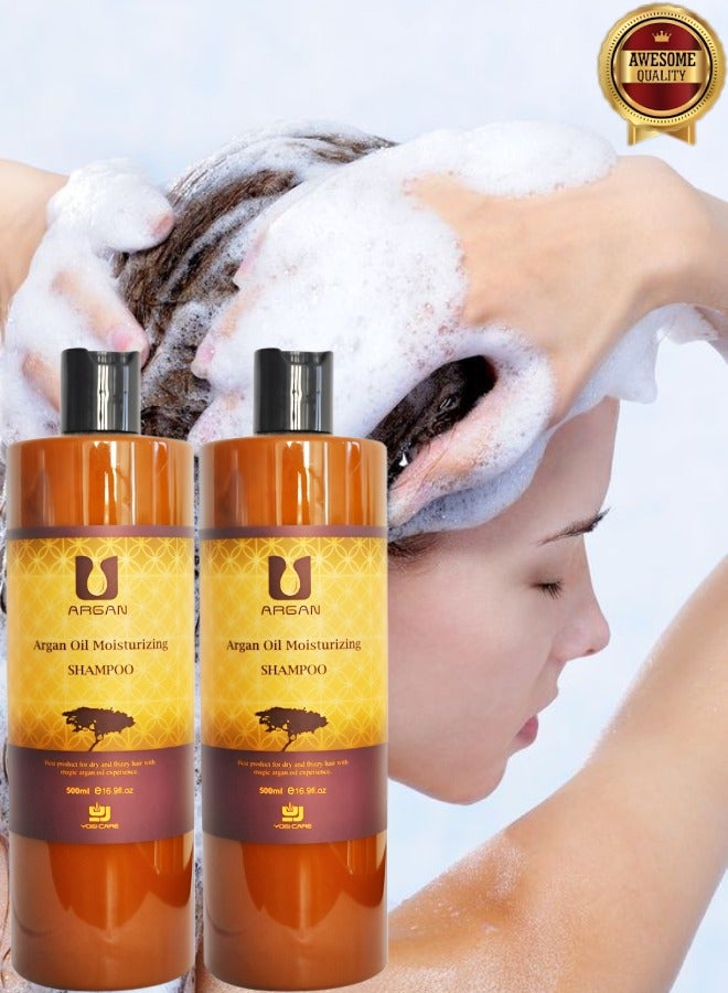 Argan 2 Pieces Argan Oil Moisturizing Shampoo Best Product For Dry And Frizzy Hair 500ml  - Image 1