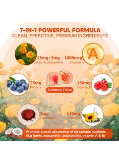 NEVISS 2 Pack Sugar-Free Lutein Zeaxanthin Supplements Gummies (25mg) Vitamins A, C, E, Bilberry, Astaxanthin - w/ Coconut Oil for Better Absorption - for Adults Vision, Eye, Brain, Skin Health - Vegan  - Image 4