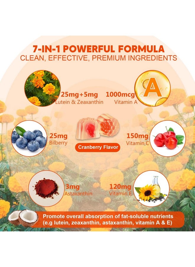 NEVISS 2 Pack Sugar-Free Lutein Zeaxanthin Supplements Gummies (25mg) Vitamins A, C, E, Bilberry, Astaxanthin - w/ Coconut Oil for Better Absorption - for Adults Vision, Eye, Brain, Skin Health - Vegan - Image 4