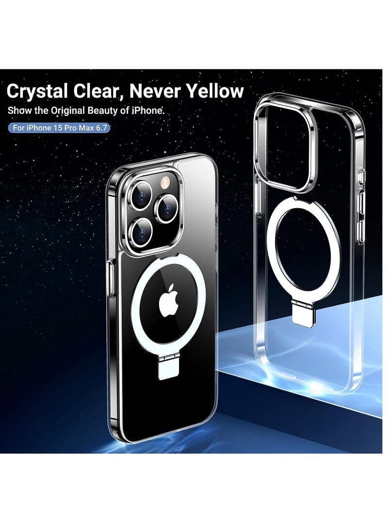 YoYoTech - Designed for iPhone 15 Pro Max Case with Matte Finish Translucent Magnetic Invisible Stand [Compatible with MagSafe] [Military Grade Drop Tested] Non-Yellowing Shockproof Protective Slim Case-Clear - Image 1